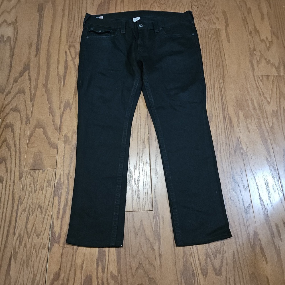 True Religion Ricky Straight Leg Black Jeans Mens Size 38 Made in USA 38x32 - Picture 8 of 14